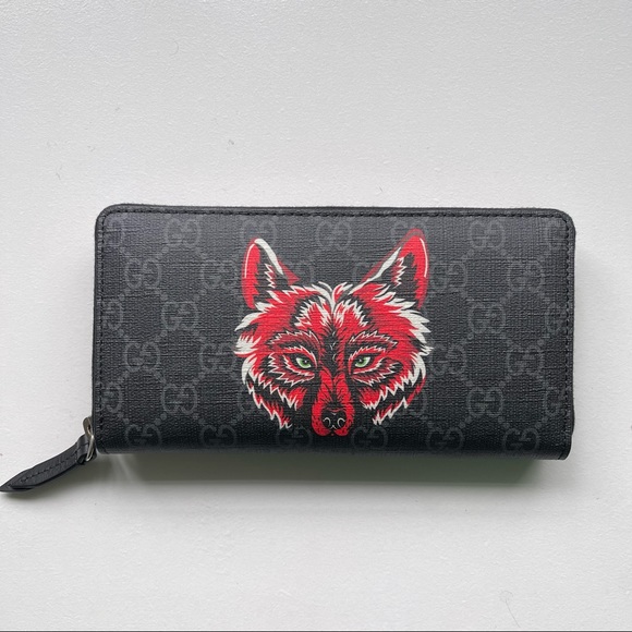 Gucci GG Supreme Black Fox Print Wallet - Picture 2 of 10